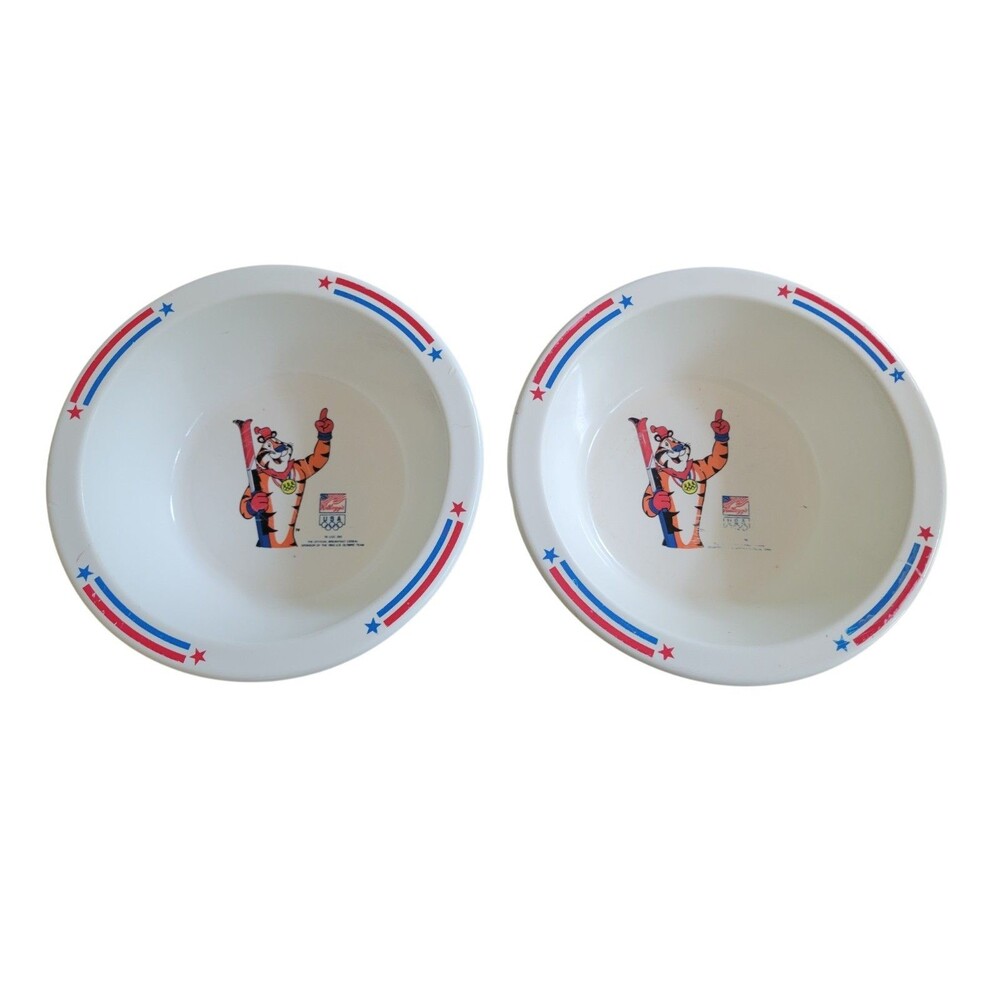 2 Kelloggs Frosted Flakes Tony The Tiger 1992 Olympic Team Sponsor Bowl Vintage